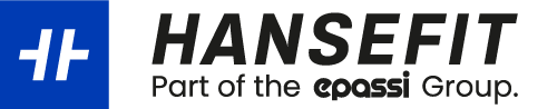 Logo von "HANSEFIT", blau-weiß, mit Schriftzug "Part of the ePassi Group" darunter.