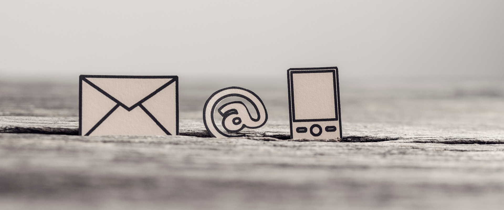 Communication icons telephone, at sign and mail